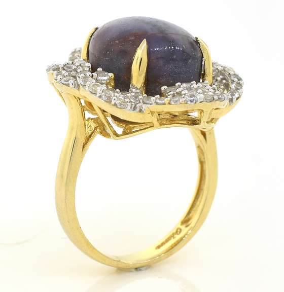 Very Rare Unheated Massive 18.64CTS Natural Star Ruby & White Sapphire Ring in Vermeil