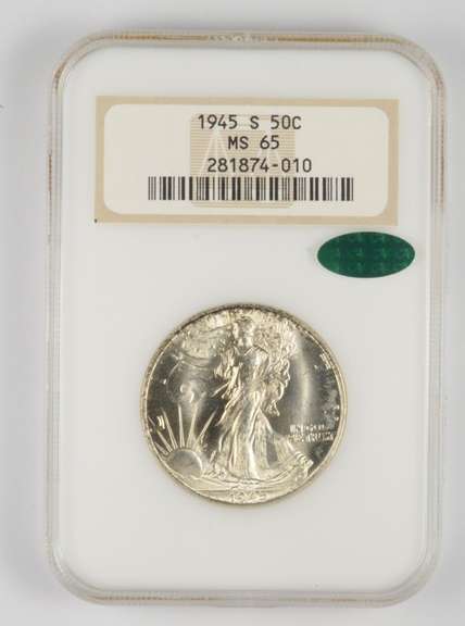 MS65 1945-S Walking Liberty Half Dollar - CAC - Graded NGC