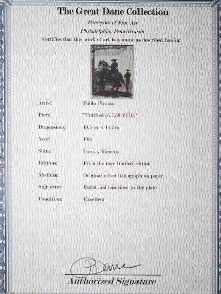 PABLO PICASSO UNTITLED (5.7.59 VIII)  1961