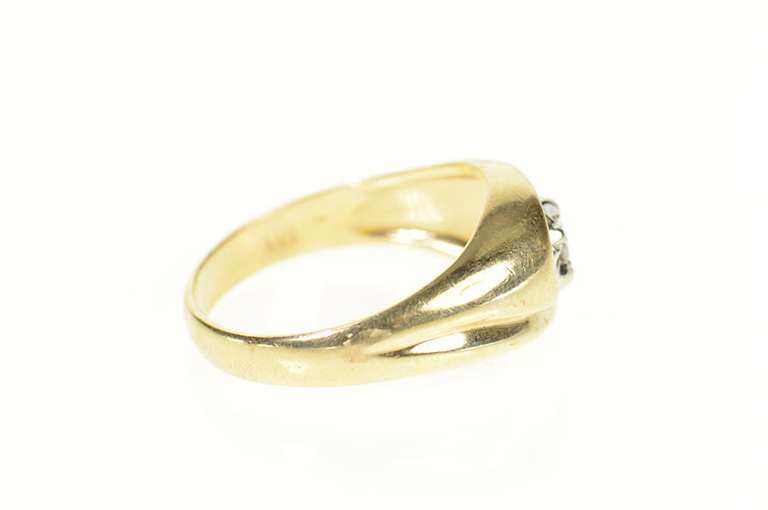 14K Yellow Gold Men's 1960's Classic Diamond Swirl Wedding Ring