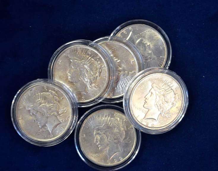 Estate Lot Of 6 Peace Dollars AU/BU