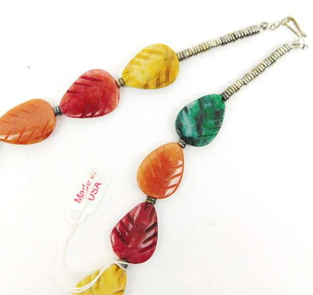 Sterling & Multi-Colored Jade Necklace & Earrings