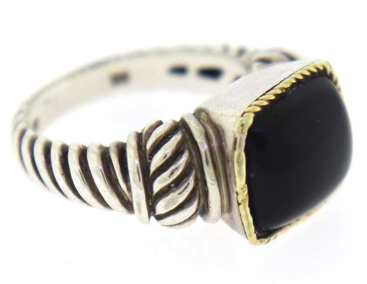 Sterling Silver Signed Black Onyx Ring
