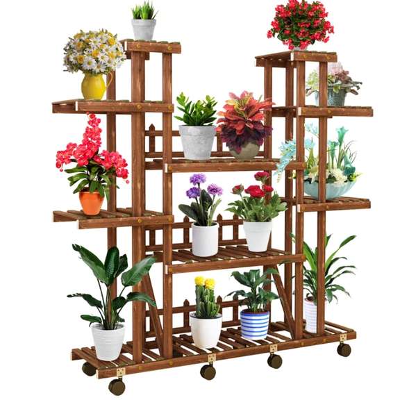 Plant Flower Pot Stand Shelf Wooden Rack