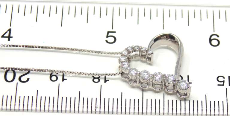 Charming 14kt WG Graduated Diamond Heart Necklace