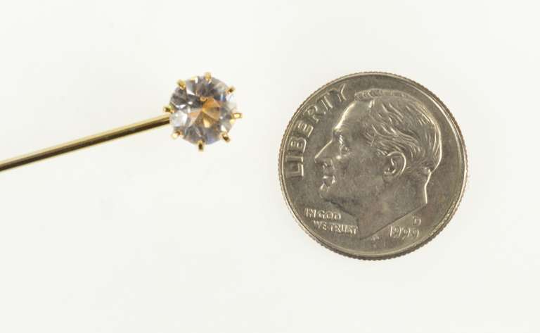 Gold Filled Victorian Round Crystal Solitaire Stick Pin