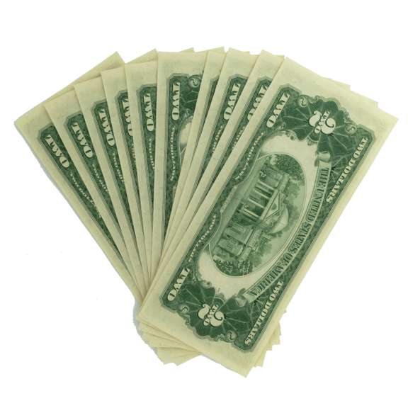 10 Consecutive 1953 B Series $ 2 US Notes From a Pack