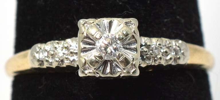 Dainty Diamond Ring with Enhancers in Two-Tone 14KT Gold