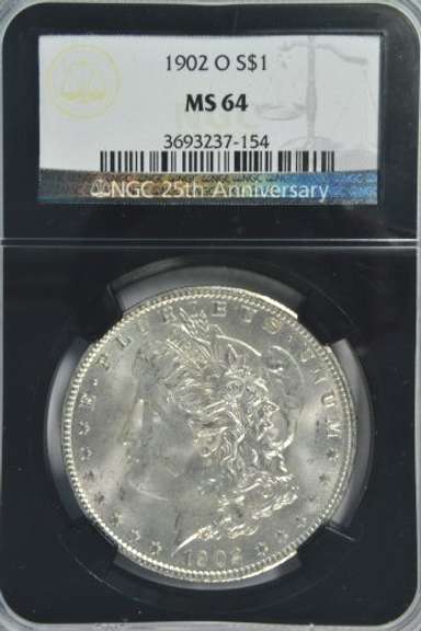 Super 1902-O Morgan Silver Dollar in old NGC MS64