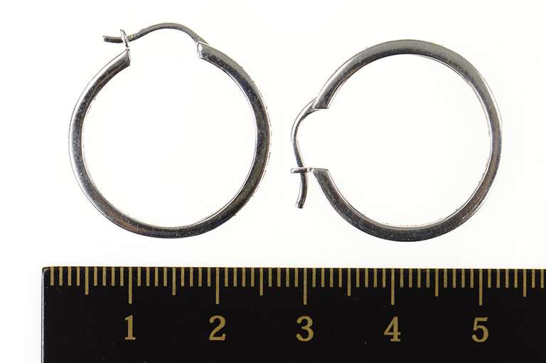 14K White Gold 0.26 Ctw Diamond Inside Outside Classic Hoop Earrings