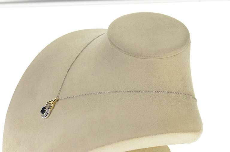 14K Yellow Gold 0.91 Ctw Natural Oval Sapphire Diamond Pendant