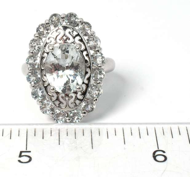 Gorgeous Vintage Aquamarine Ring in 14KT White Gold
