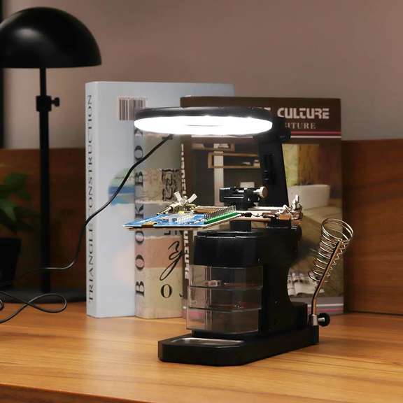 Soldering Iron Stand Holder Table Magnifier