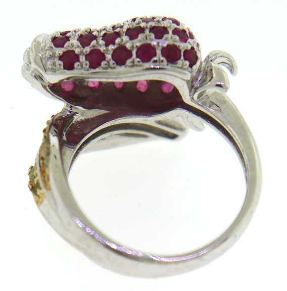 Sterling Silver Strawberry Gemstone Ring