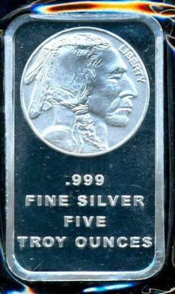 Impressive Buffalo Nickel design 5 Troy Oz .999 silver