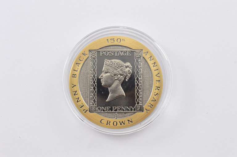 1990 Isle Of Man 1 Crown Penny Black Gold Proof 1 T Oz AGW - Box & COA