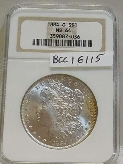 1884-O Morgan Dol NGC MS-64, near Gem