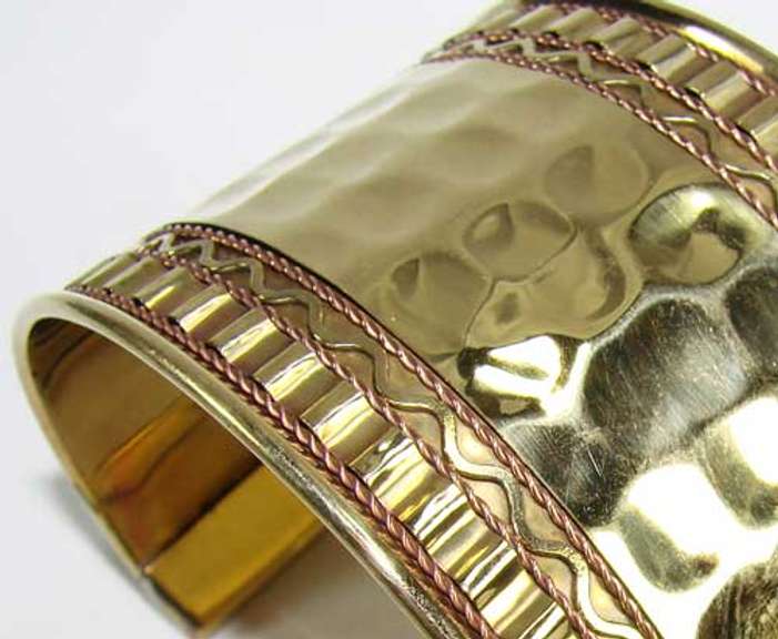 Luminous Ethnic Art Handcrafted 3 Tone Cuff Bracelet