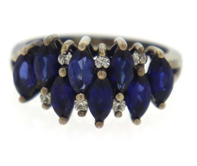 Sterling Silver Dark Blue Topaz Ring