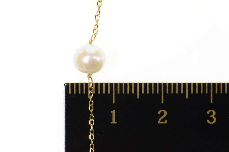 14K Yellow Gold 6.1mm Pearl Beaded Fancy Classic Chain Necklace