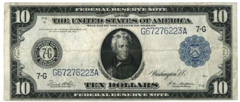 Nice 1914 Series $10 Large Size Federal Res Note (7-G)
