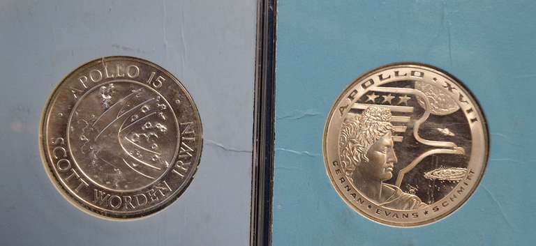 Lot Of 2 Sterling Silver Medals from The Apollo Missions