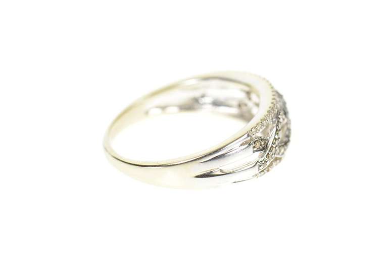 14K White Gold White & Fancy Brown Diamond Twist Band Ring