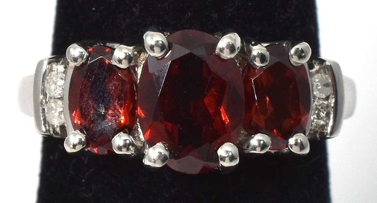 Bold 1.9CTW 3-Stone Garnet Ring in White Gold