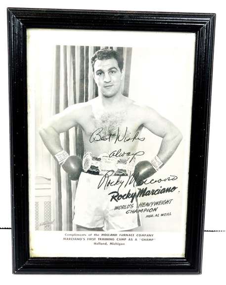 Rocky Marciano Autographed Framed Print