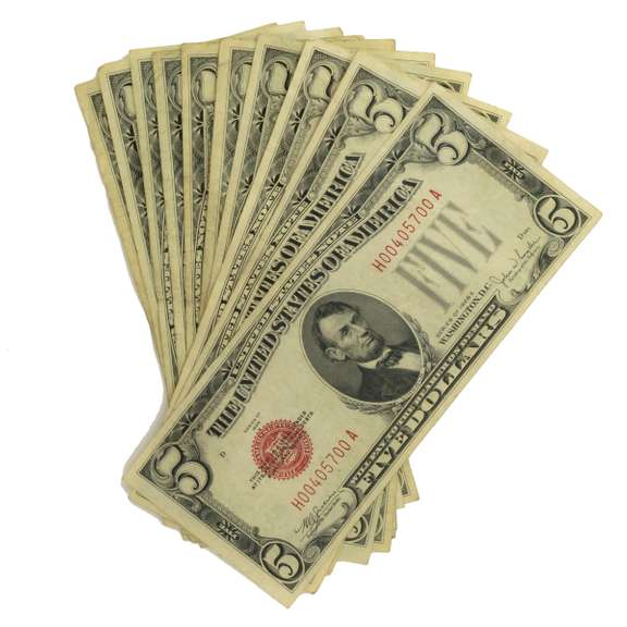 10 Clean  $5 Red Seal  US Notes