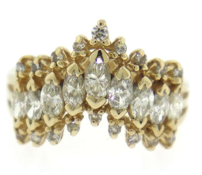Fantastic Marquise and Round Brilliant Cut Diamond Ring