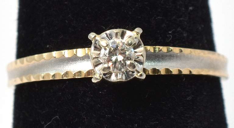 Sweet Diamond Solitaire Ring in 14KT Two-Tone Gold