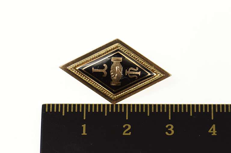 14K Yellow Gold Psi Upsilon Enamel Diamond Fraternity Lapel Pin/Brooch