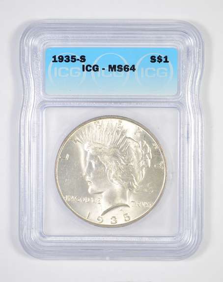 MS64 1935-S Peace Silver Dollar - Graded ICG