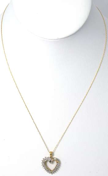 Lovely Diamond Heart Necklace in Yellow Gold