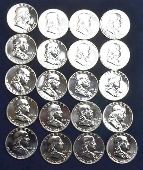 Roll Of Gem Proof 1961 Franklin Proof Half Dollars