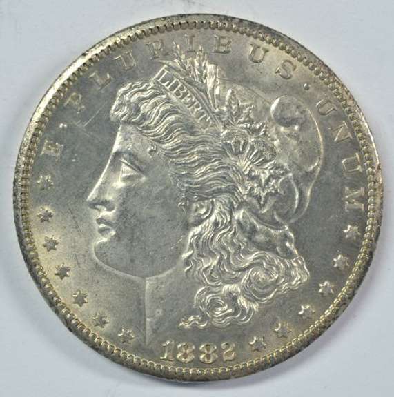 Nice BU 1882-CC Morgan Silver Dollar . Full strike