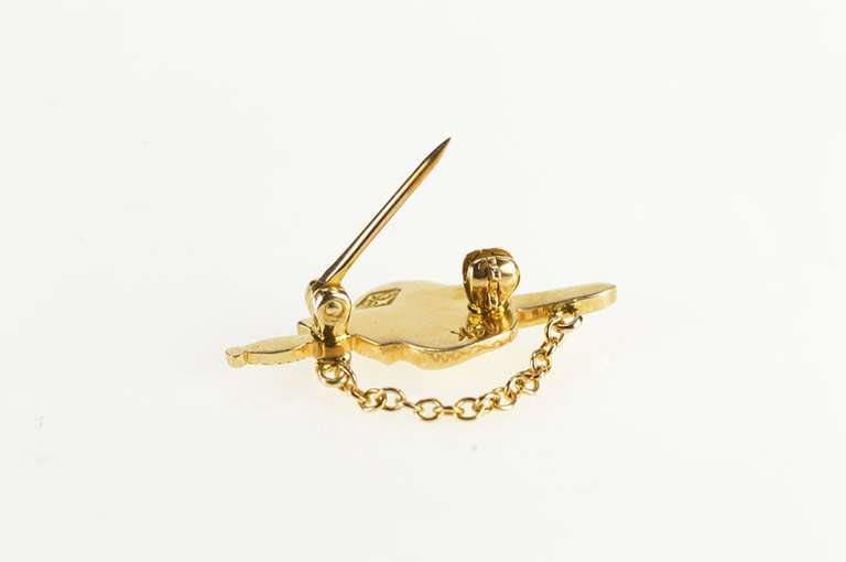 14K Yellow Gold Suicide King Sword Through Head Symbol Pin/Brooch