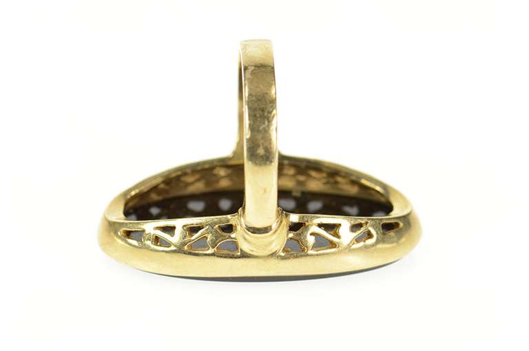 10K Yellow Gold Oval Black Onyx Inset Retro Statement Ring