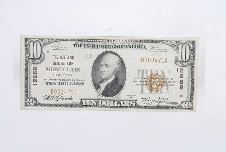 1929 $10 National Currency Note - Montclair, NJ