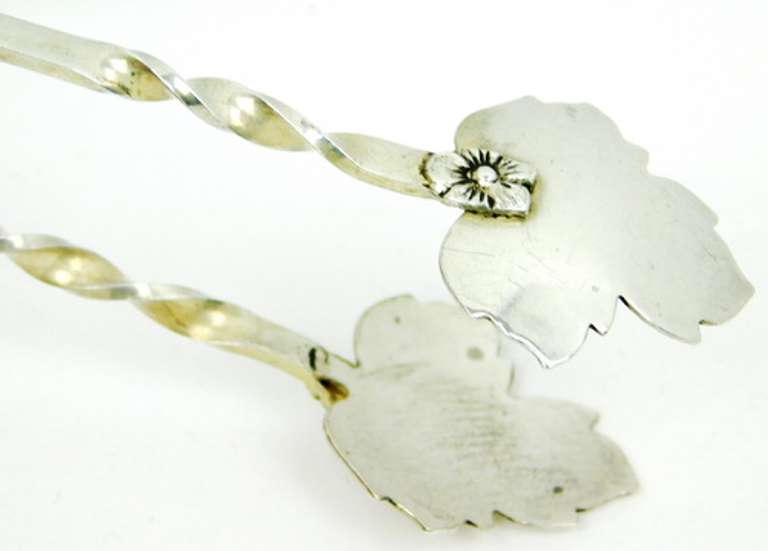 Vintage Sterling Silver Maple Leaf Sugar Tongs