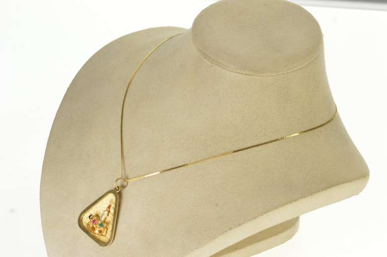 14K Yellow Gold Retro Ornate Enamel Candle Birthday Cake Charm/Pendant