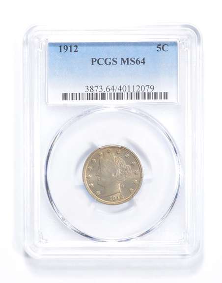 MS64 1912 Liberty V Nickel - Graded PCGS