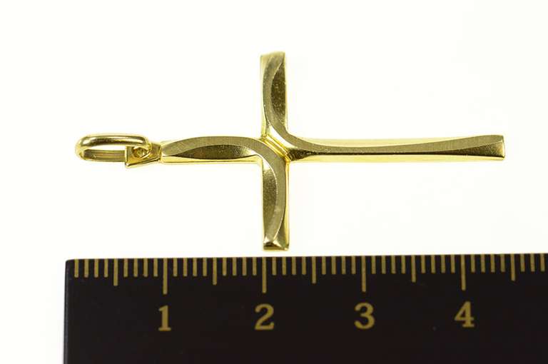 14K Yellow Gold Curvy Design Cross Christian Faith Pendant