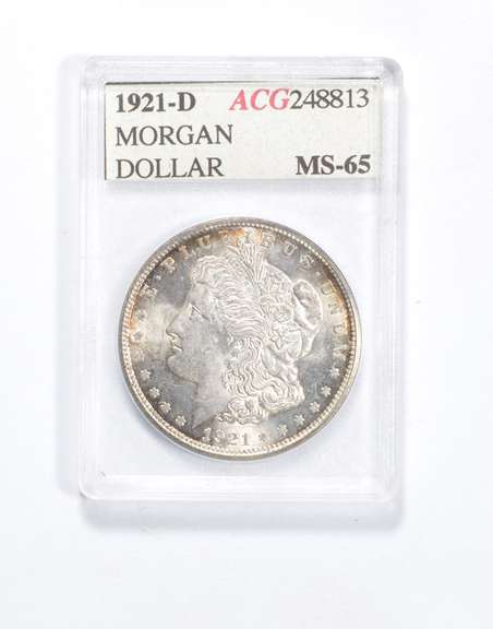 MS65 1921-D Morgan Silver Dollar - Graded ACG