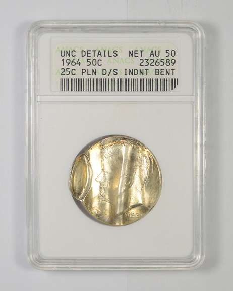 Unc Details 1964 Kennedy Half Dollar 25C Pln D/S Indent Bent - ANACS