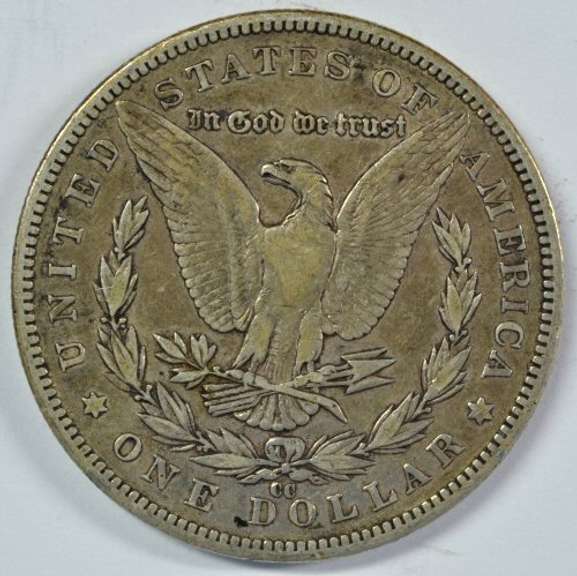 Boldly-defined 1890-CC Morgan Silver Dollar. Key date