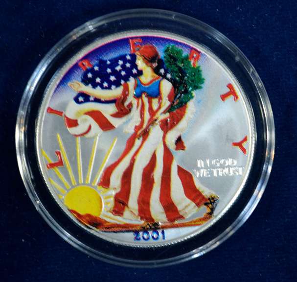 2001 SILVER EAGLE COLORIZED IN CAP & BOX