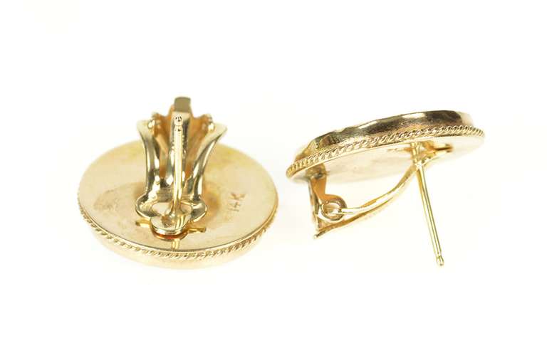 14K Yellow Gold Victorian Ornate Painted Lady Statement Earrings