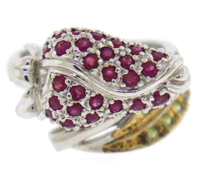 Sterling Silver Strawberry Gemstone Ring